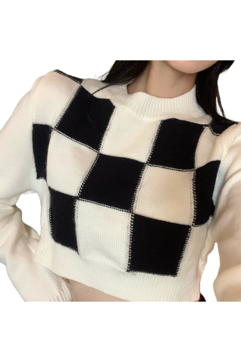 Y2k Skate Girl Checkerboard Sweater