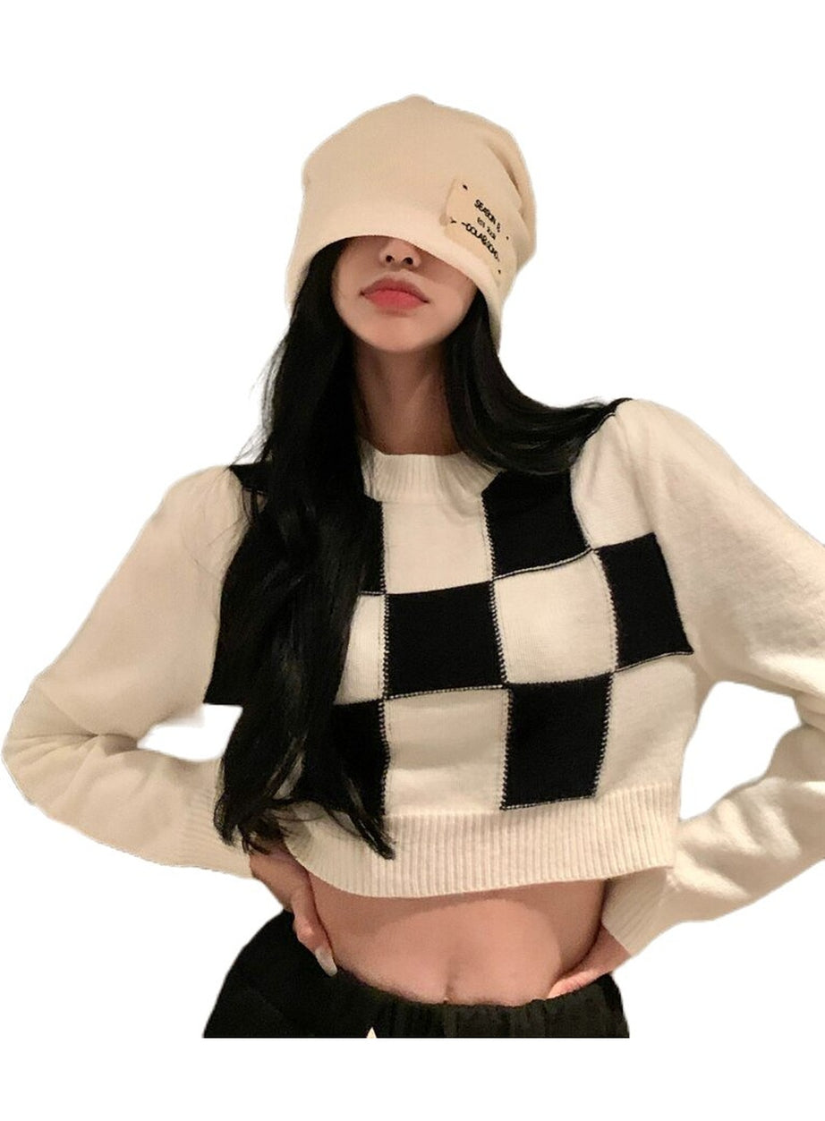 Y2k Skate Girl Checkerboard Sweater