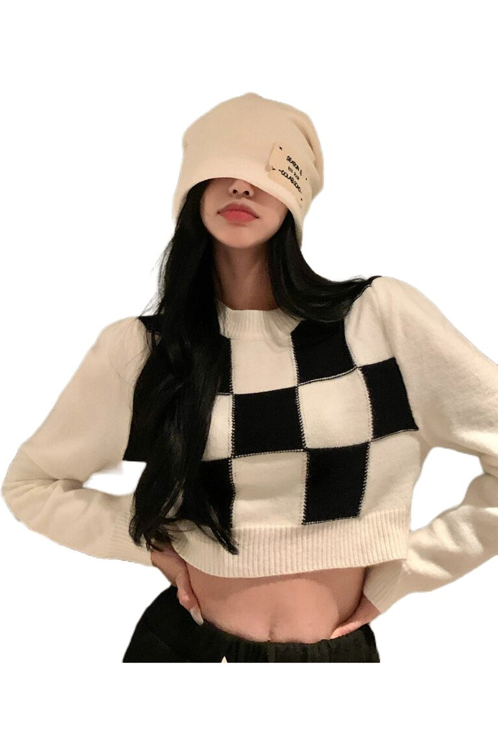 Y2k Skate Girl Checkerboard Sweater