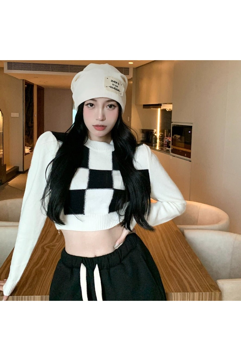 Y2k Skate Girl Checkerboard Sweater