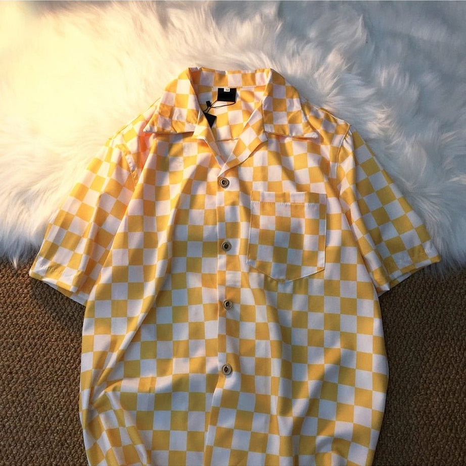 Y2k Skater Girl Chekered Shirt