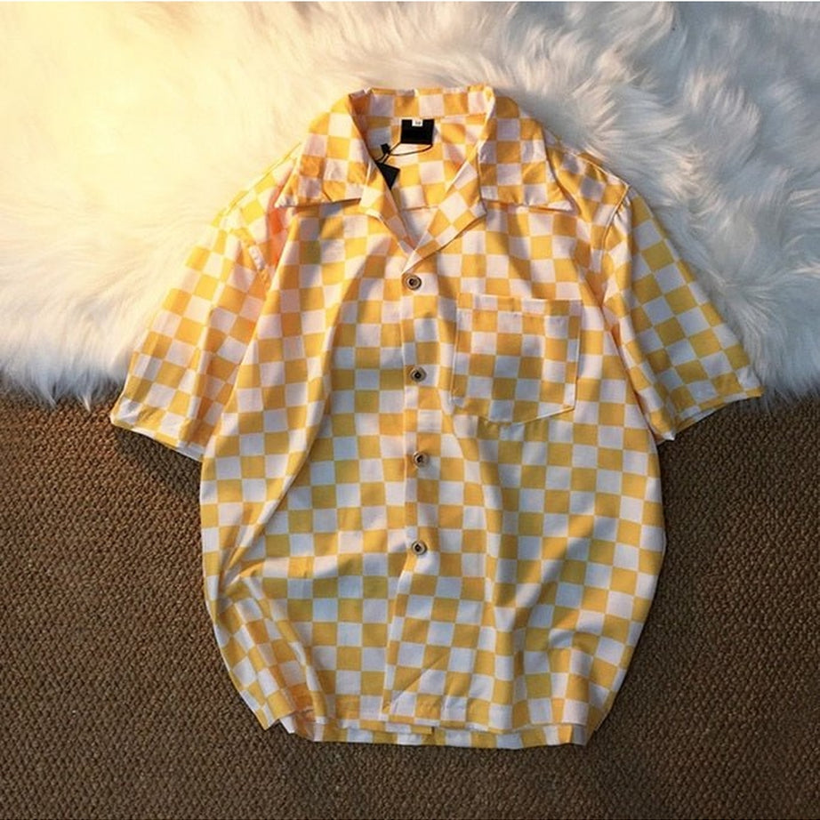 Y2k Skater Girl Chekered Shirt