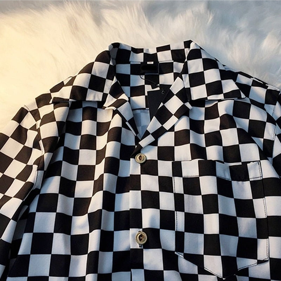 Y2k Skater Girl Chekered Shirt