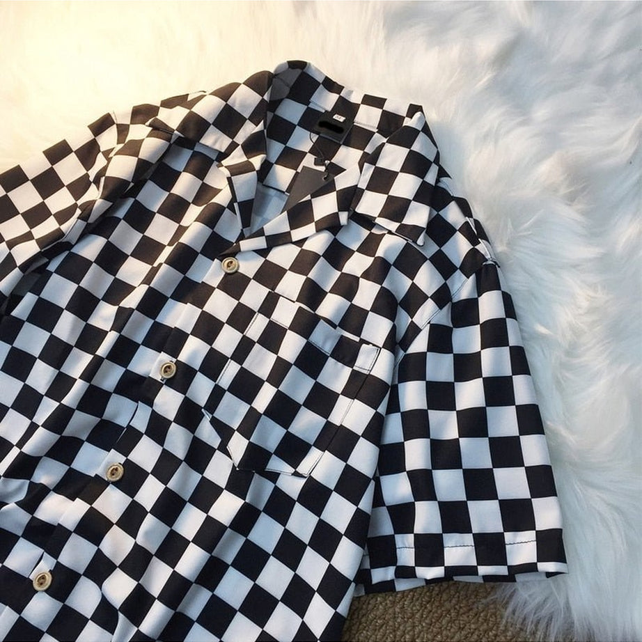 Y2k Skater Girl Chekered Shirt