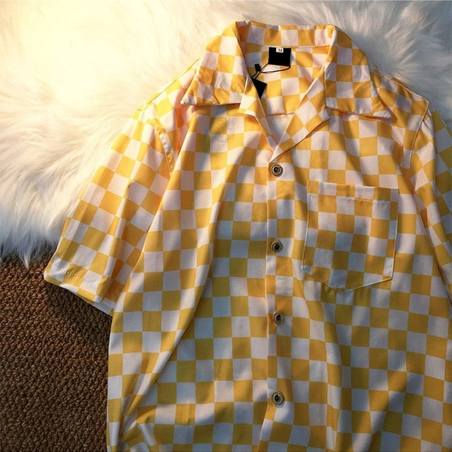 Y2k Skater Girl Chekered Shirt