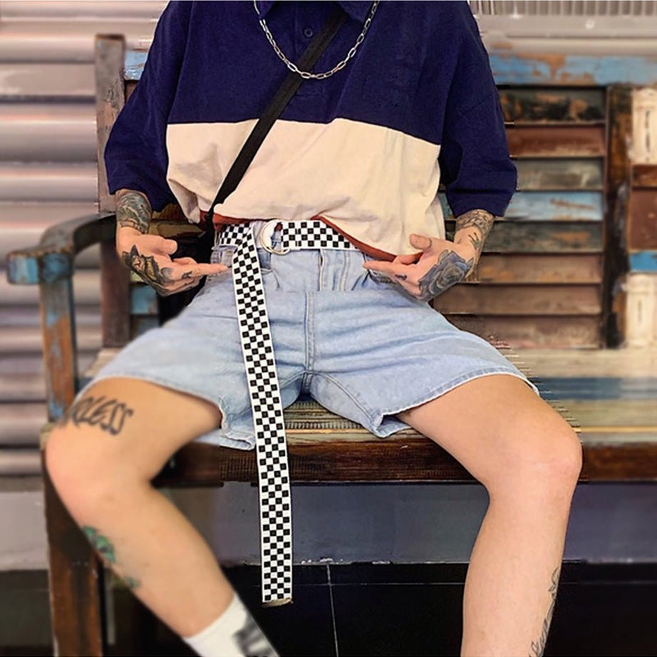 Y2k Skater Girl Plaid Canvas Belt