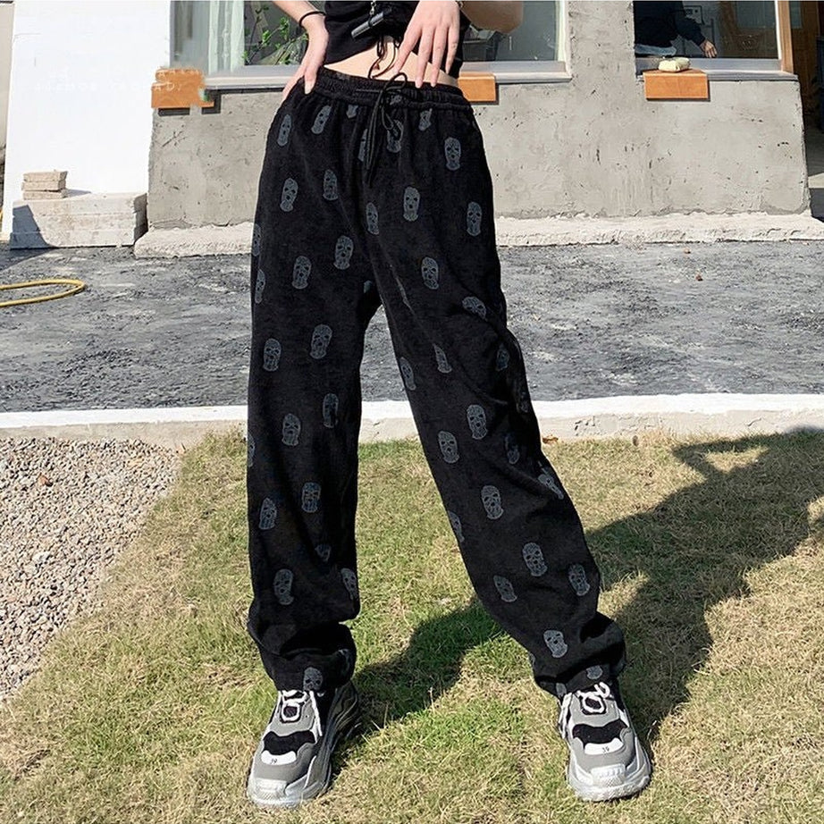 Y2k Skater Girl Skull Pants