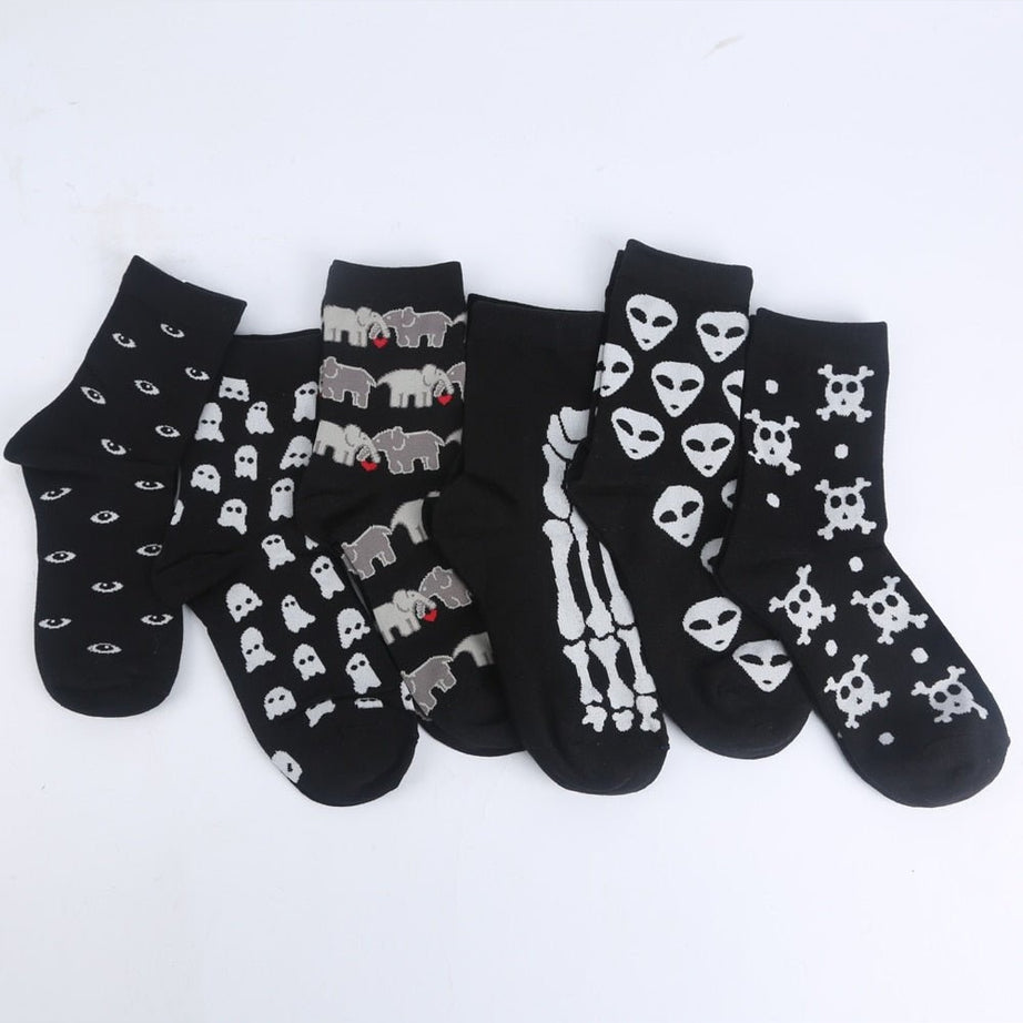 Y2k Skeleton Alien Socks