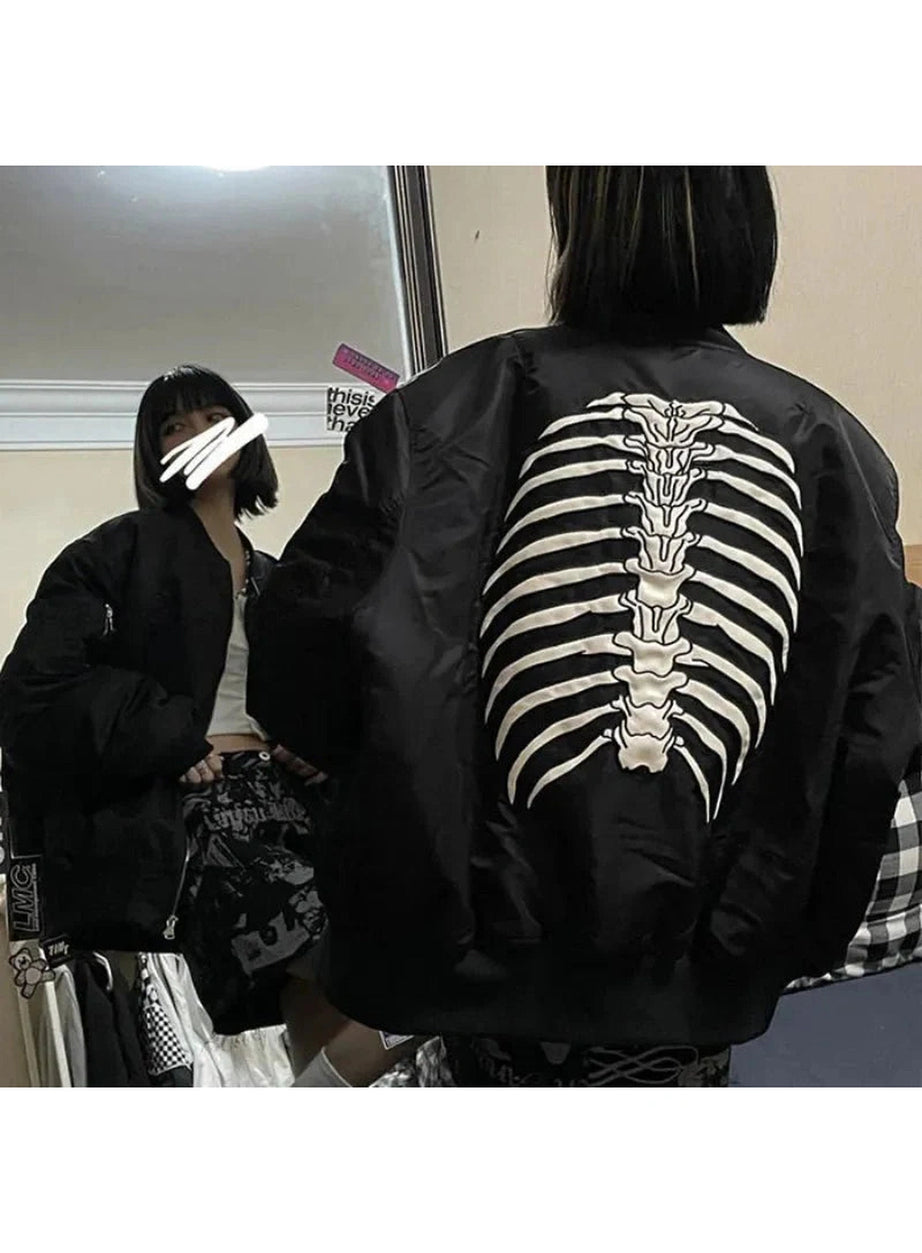 Y2k Skeleton Key Bomber Jacket