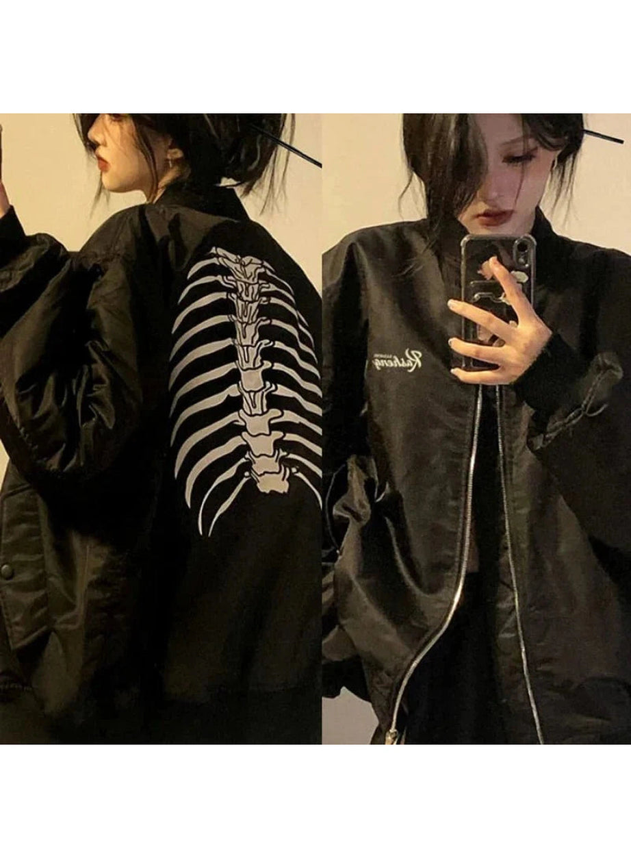 Y2k Skeleton Key Bomber Jacket