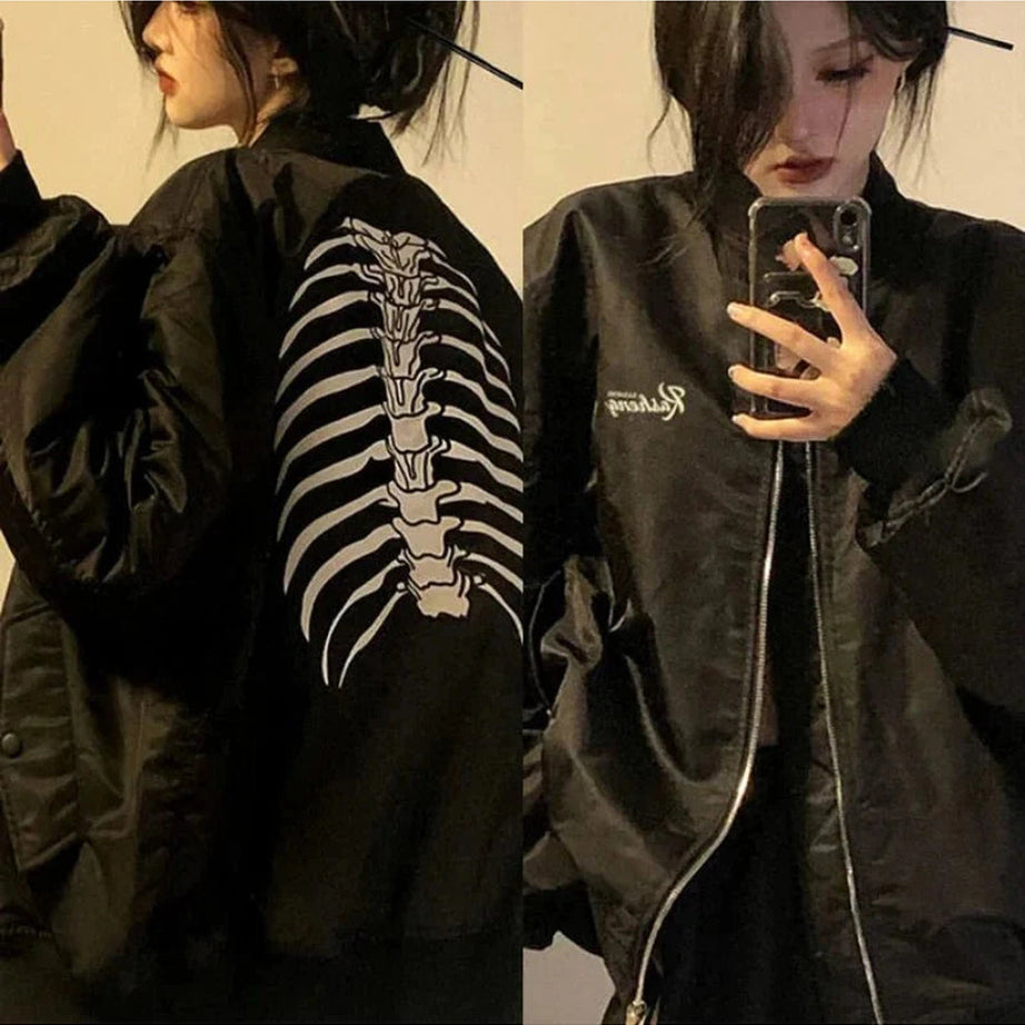 Y2k Skeleton Key Bomber Jacket