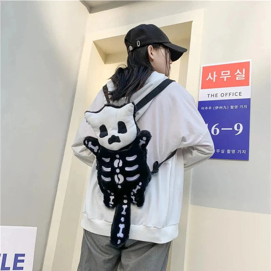 Y2k Skull Plush Water Bottle Bag