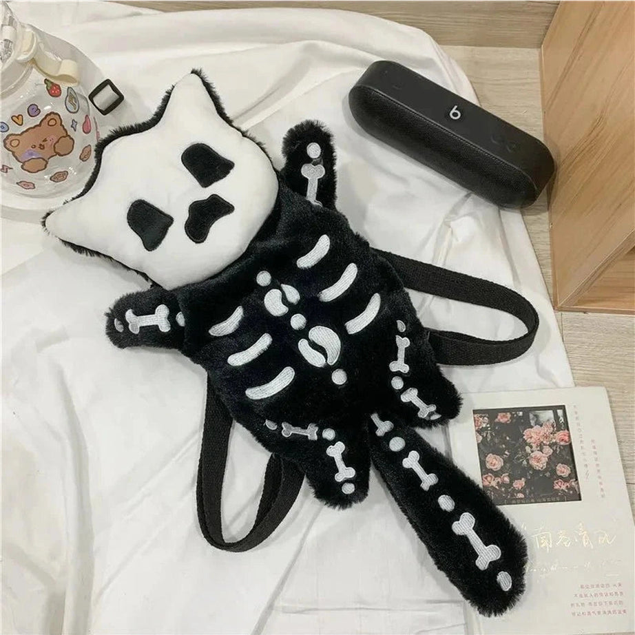 Y2k Skull Plush Water Bottle Bag
