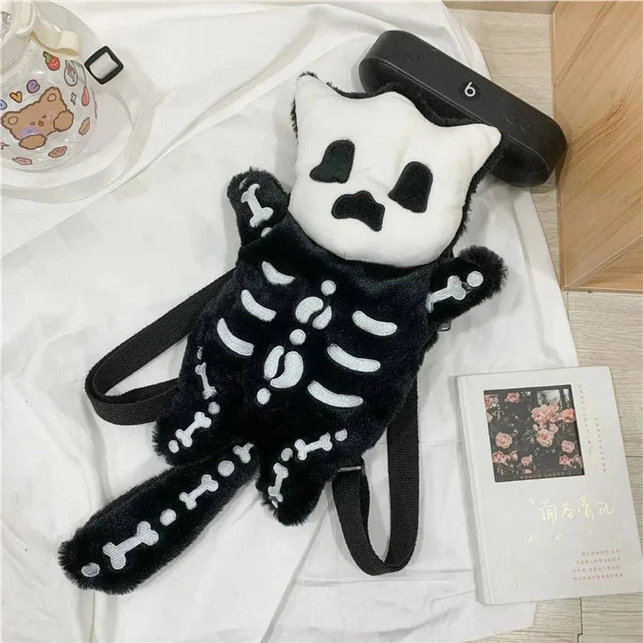 Y2k Skull Plush Water Bottle Bag