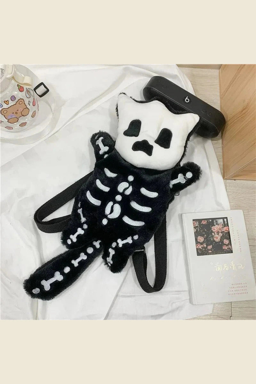 Y2k Skull Plush Water Bottle Bag