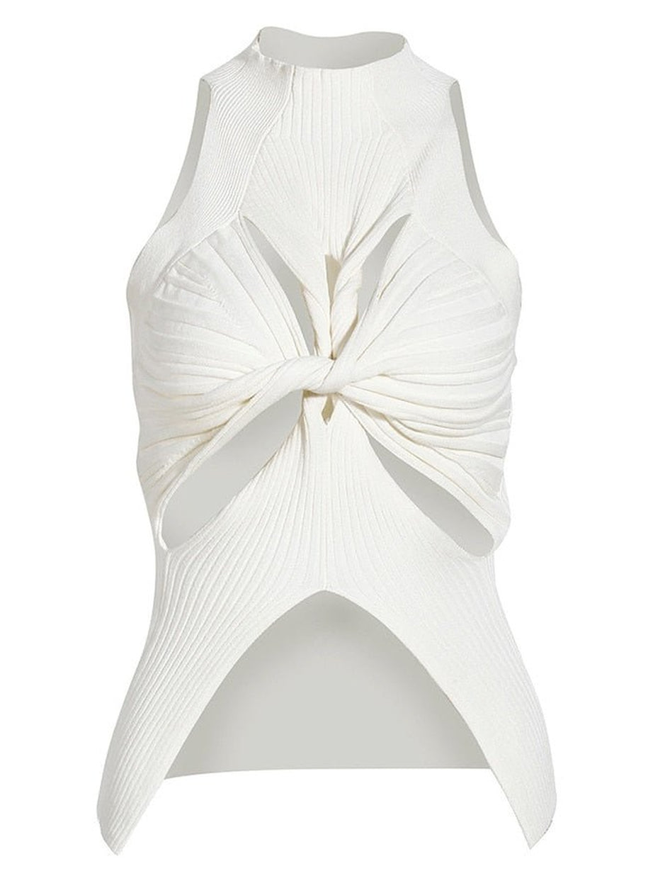 Y2k Sleeveless white t-shirt with slit