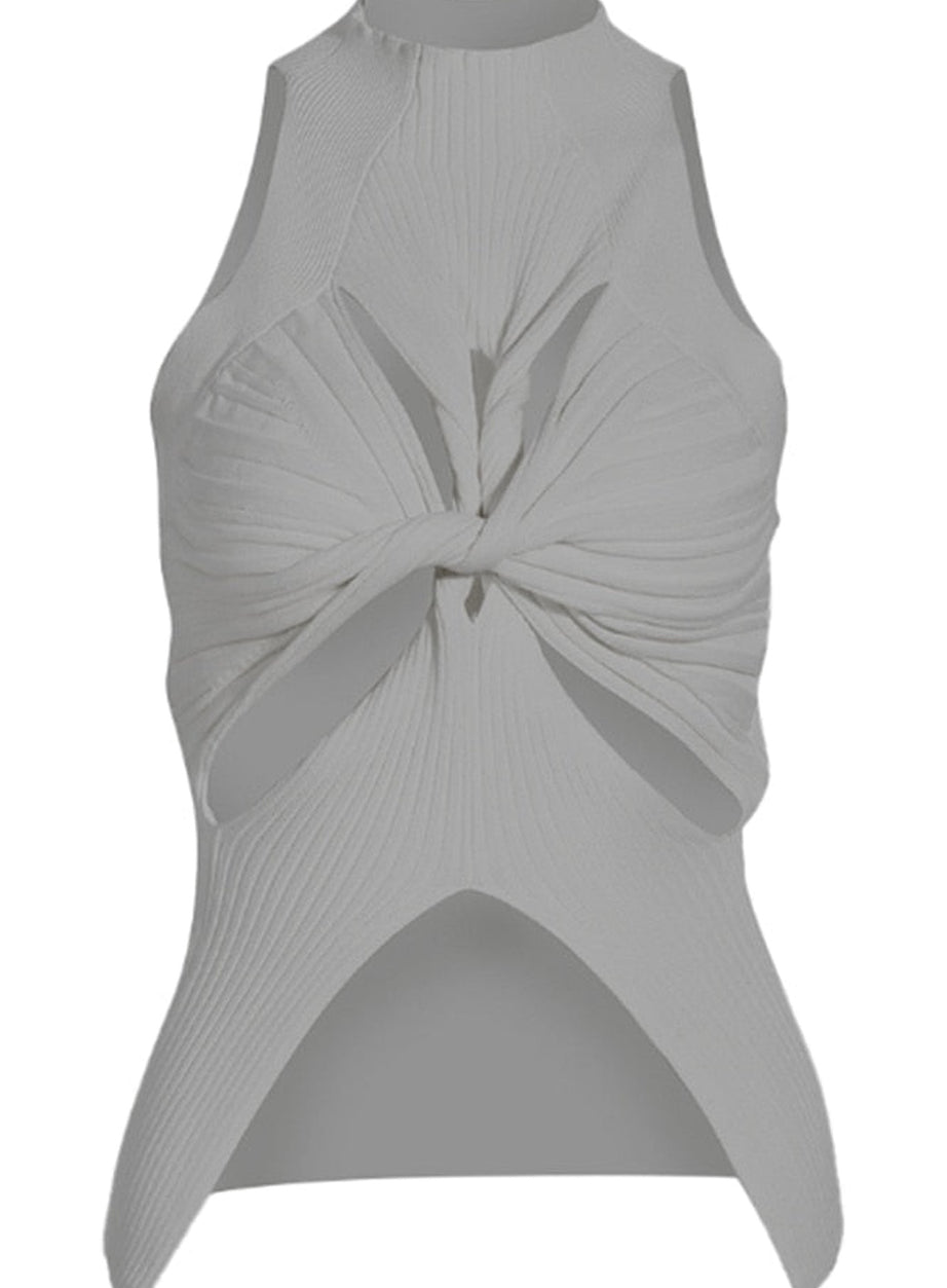 Y2k Sleeveless white t-shirt with slit