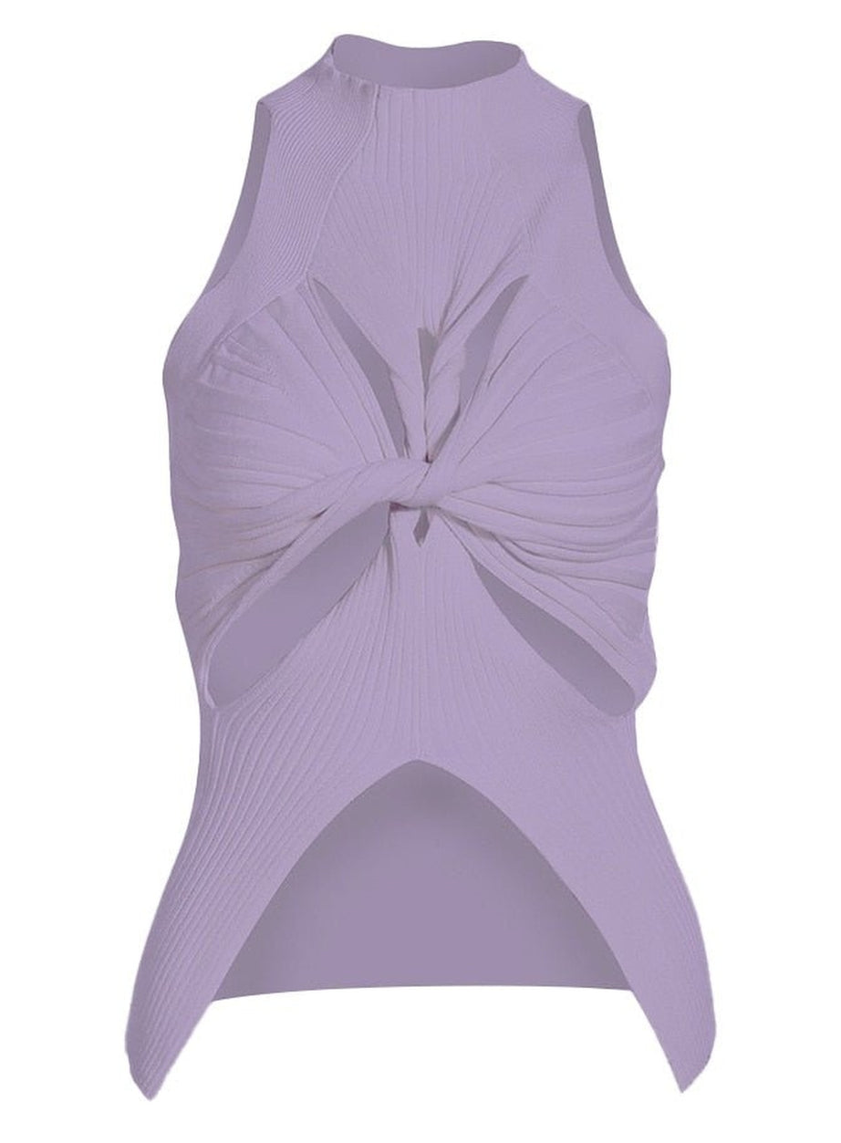 Y2k Sleeveless white t-shirt with slit