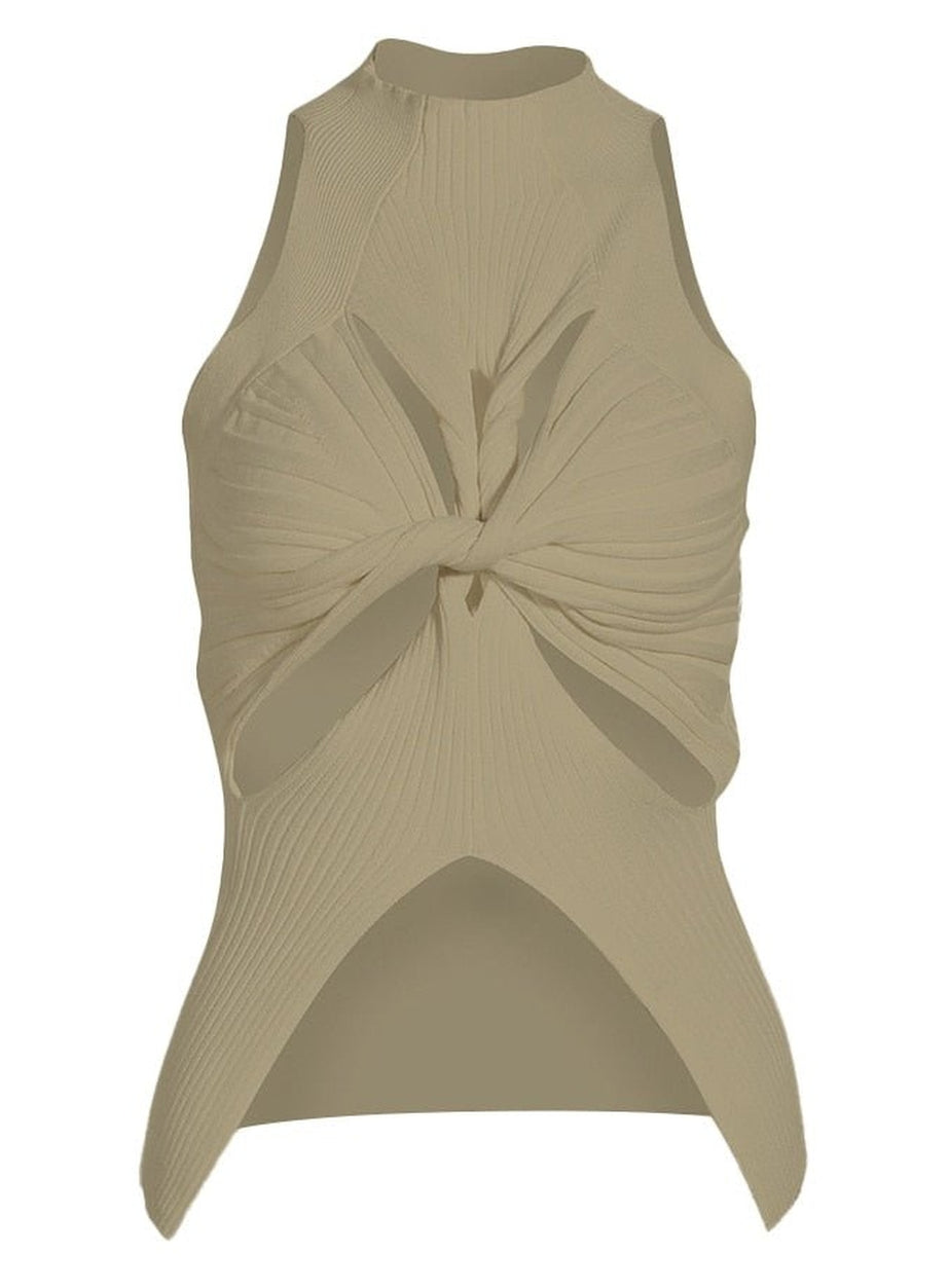 Y2k Sleeveless white t-shirt with slit