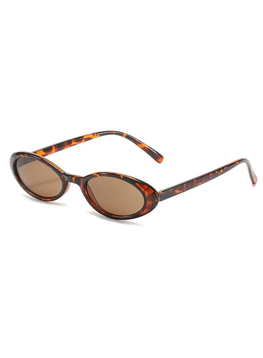 Y2k Small Oval Leopard Sunglasses