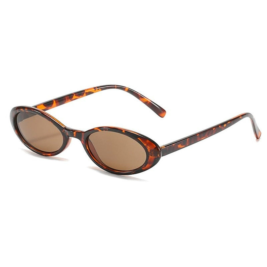 Y2k Small Oval Leopard Sunglasses