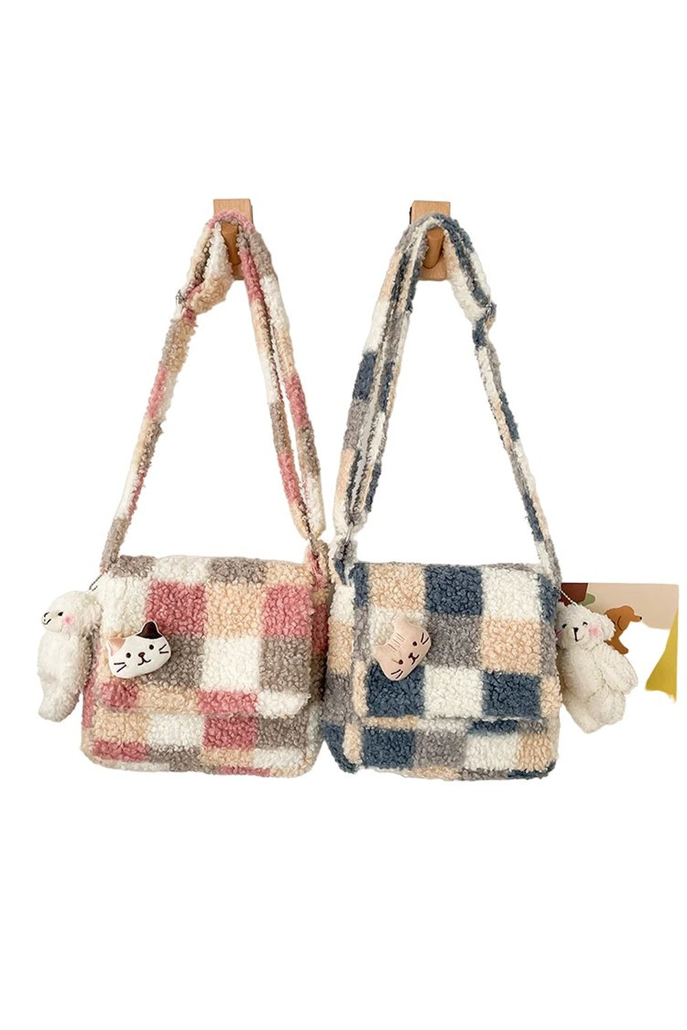 Y2k Small Plush Checked Crossbody Bag