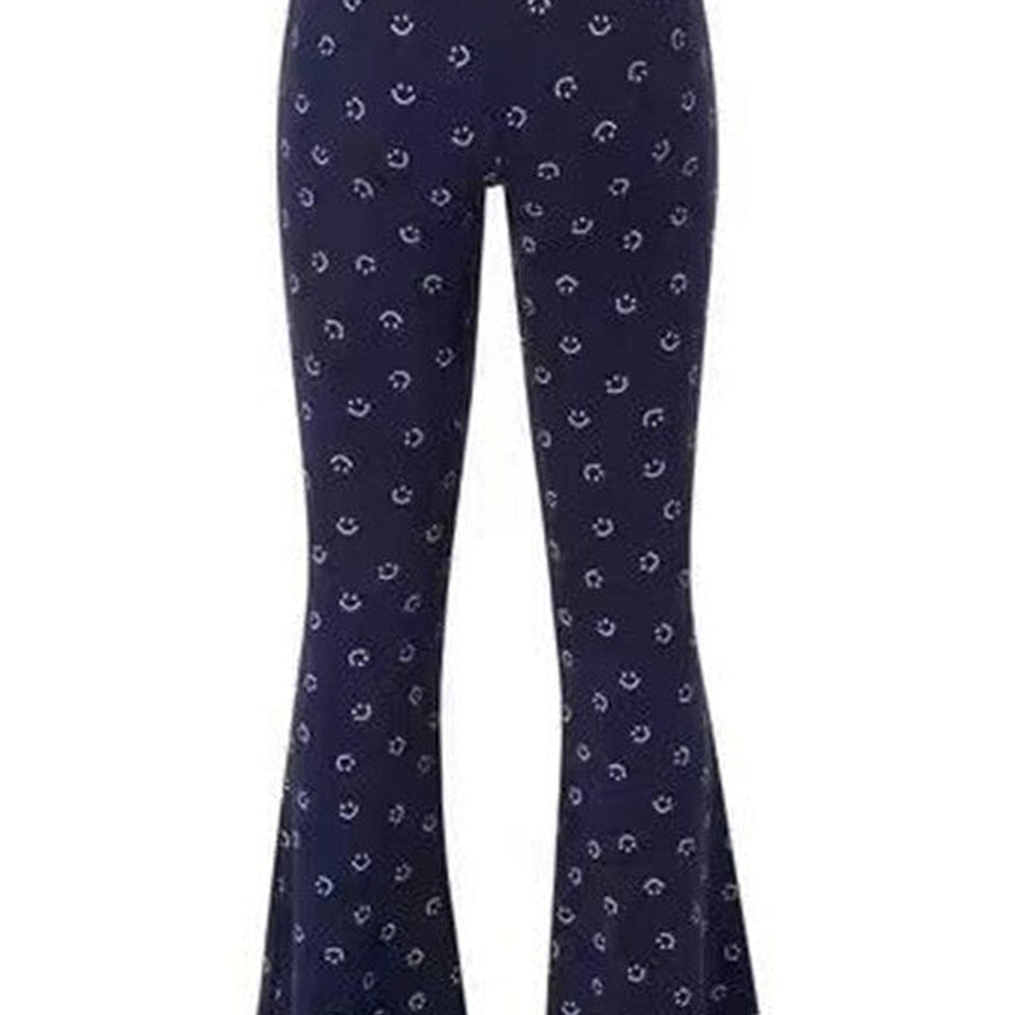 Y2k Smile Print Flare Trousers Pants