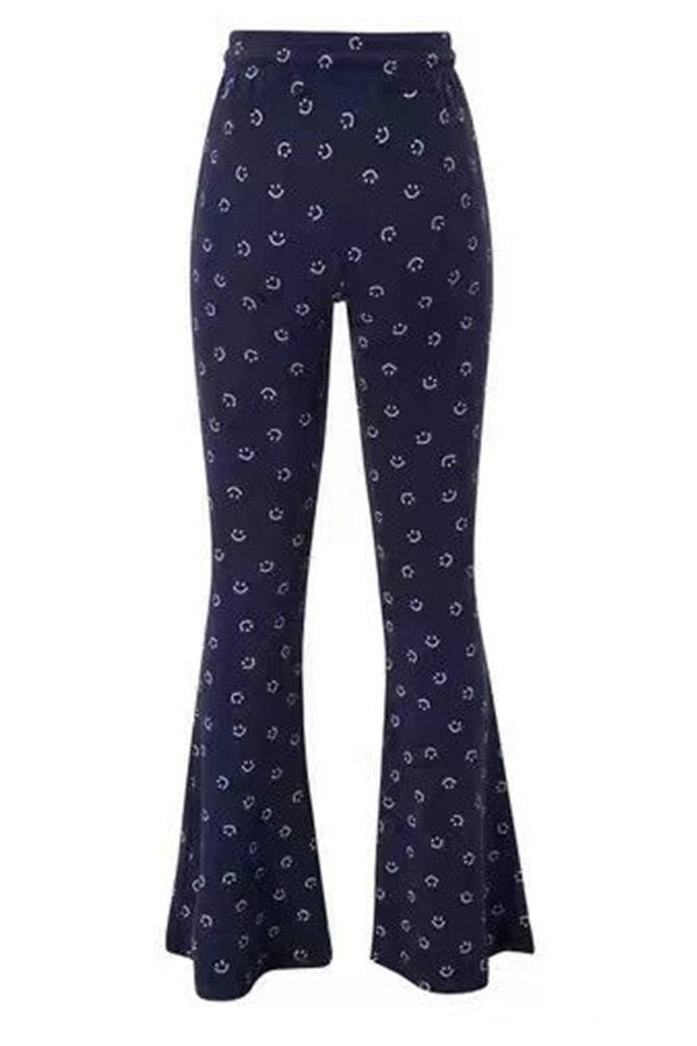 Y2k Smile Print Flare Trousers Pants