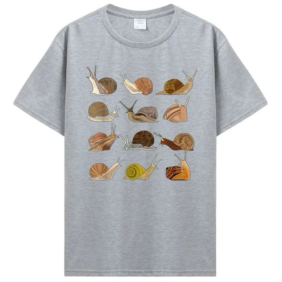 Y2k Snail Graphic Cotton T-Shirt
