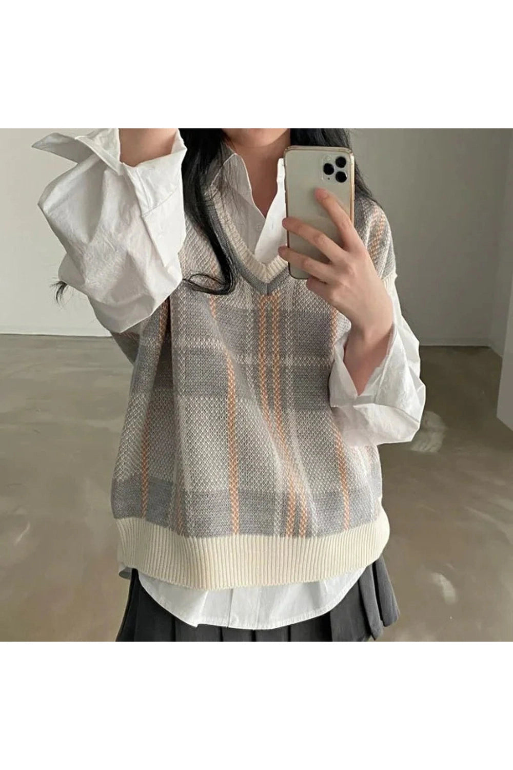 Y2k Soft Pastel Plaid Sweater Vest