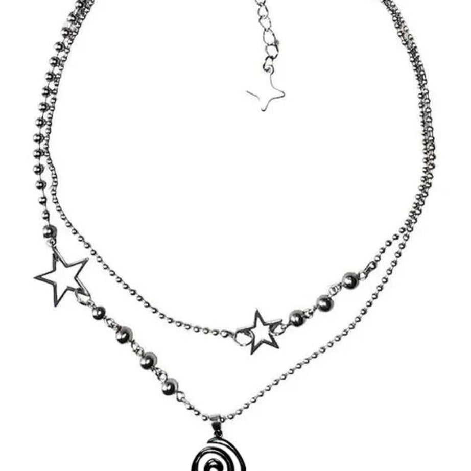 Y2k Spiral Pendant Layered Choker