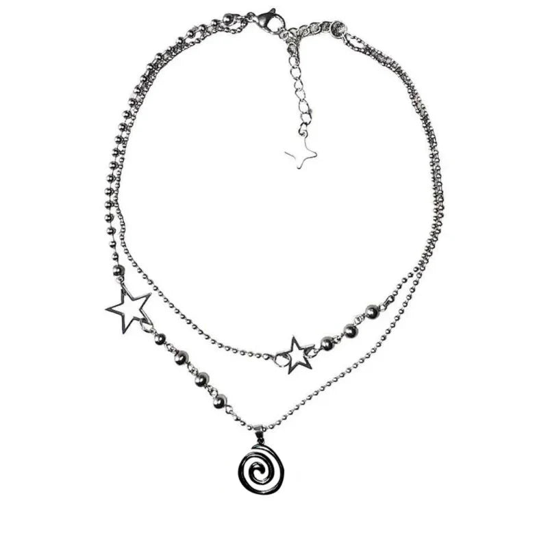 Spiral Pendant Layered Choker -