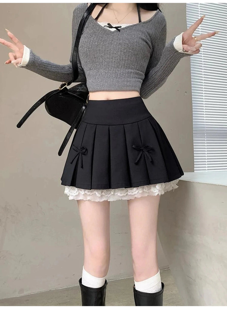 Y2k Spliced Lace Mini Skirt