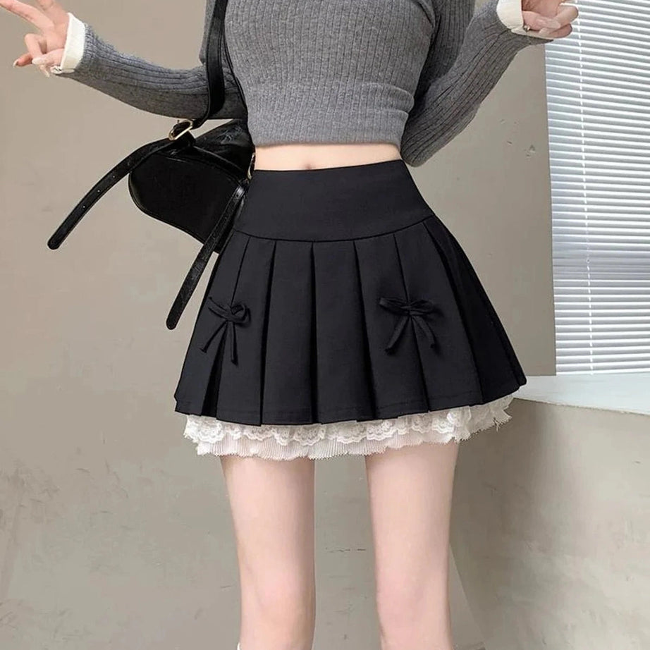 Y2k Spliced Lace Mini Skirt