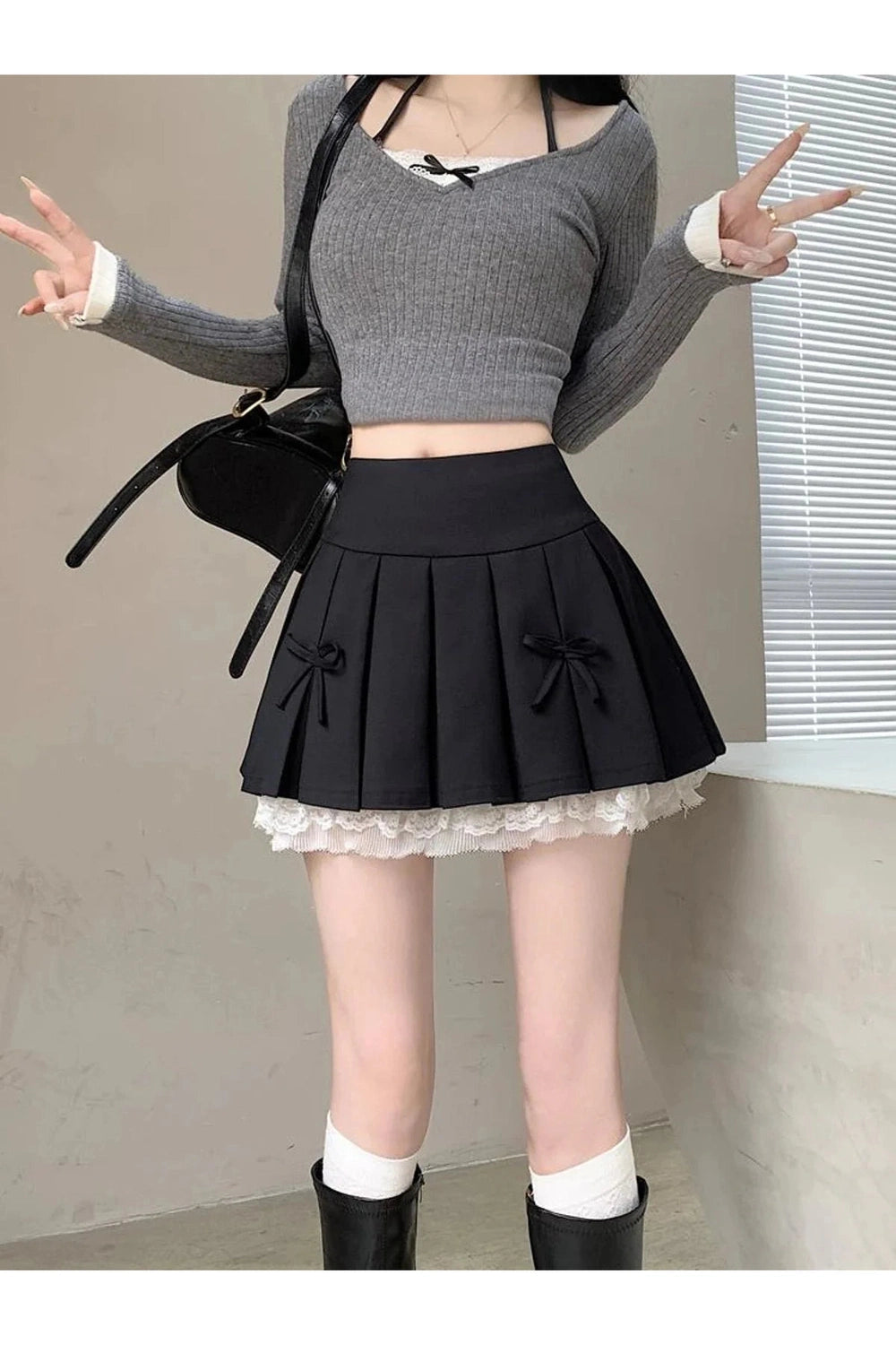 Y2k Spliced Lace Mini Skirt