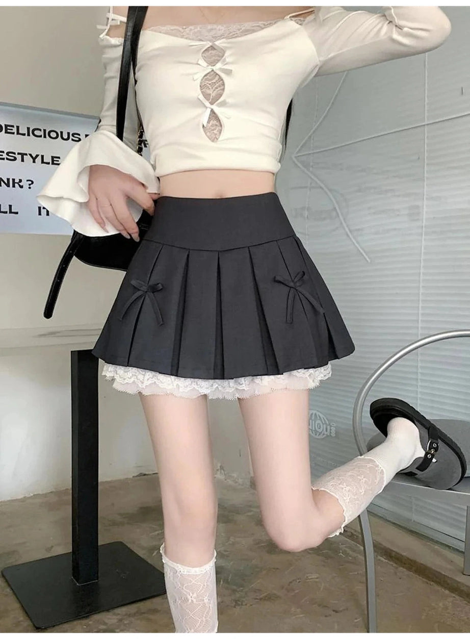 Y2k Spliced Lace Mini Skirt