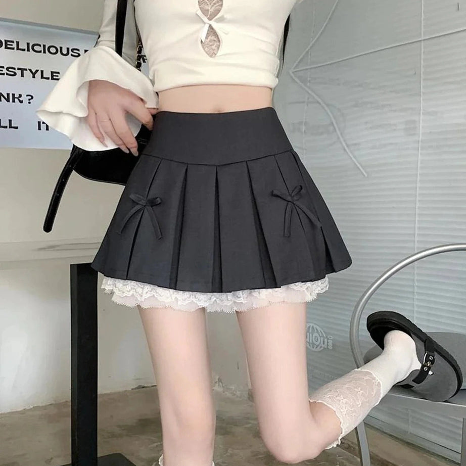 Y2k Spliced Lace Mini Skirt