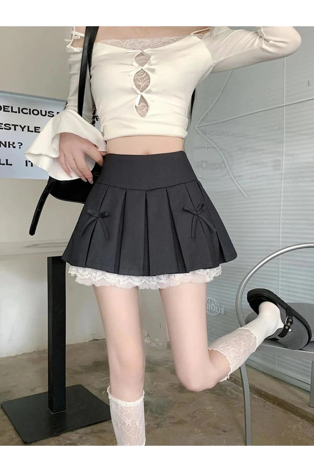 Y2k Spliced Lace Mini Skirt