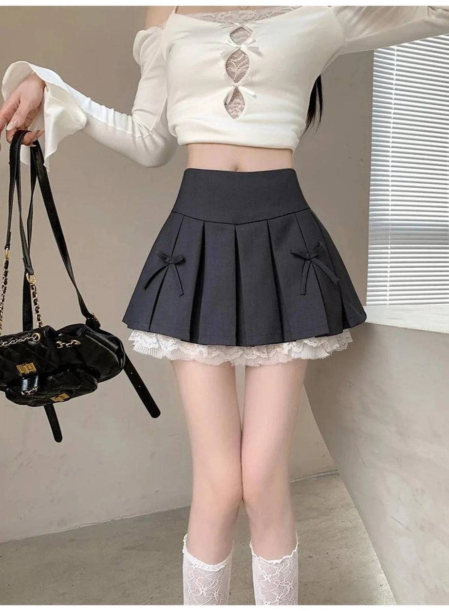 Y2k Spliced Lace Mini Skirt