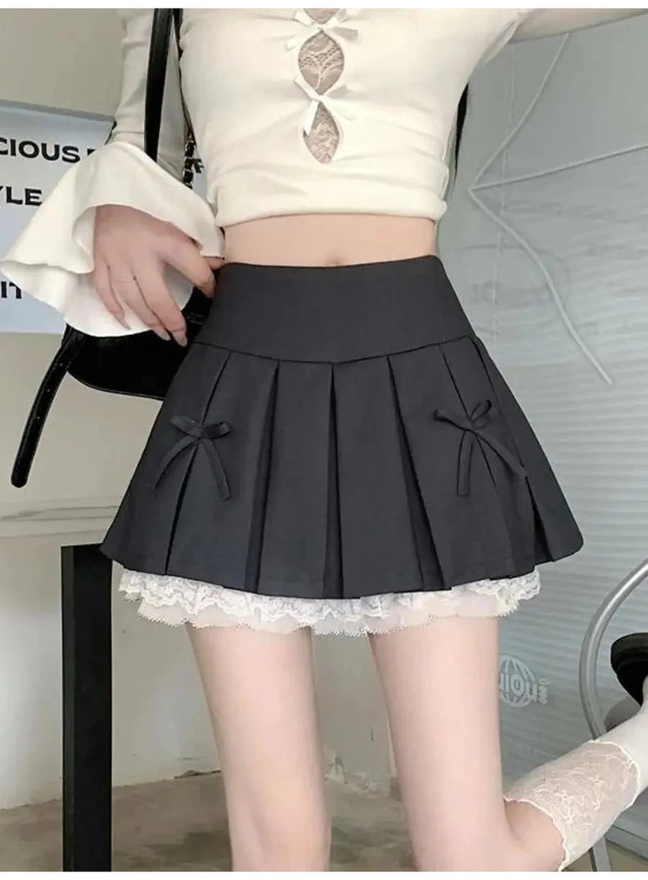 Y2k Spliced Lace Mini Skirt