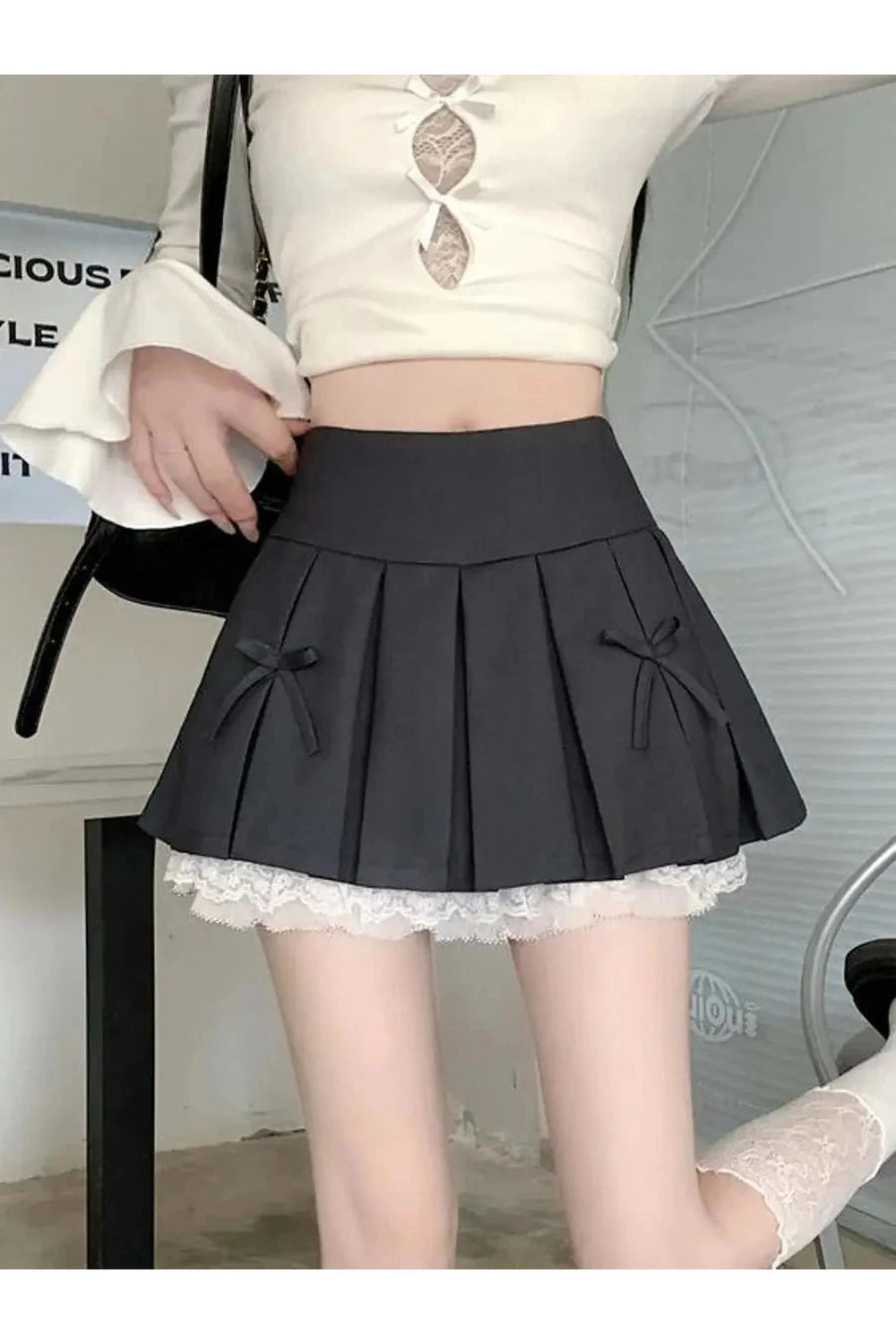 Y2k Spliced Lace Mini Skirt