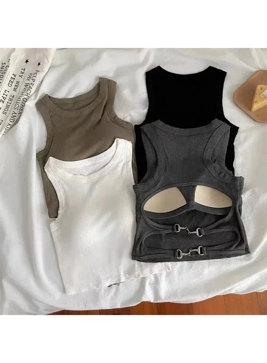 Y2k Sports Tank with Bra Pad