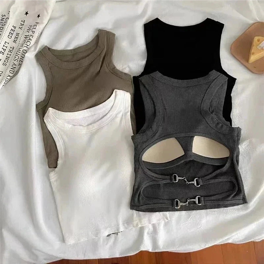 Y2k Sports Tank with Bra Pad