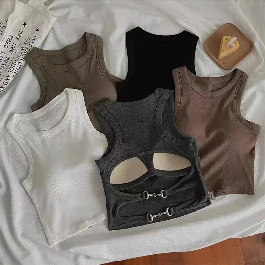 Y2k Sports Tank with Bra Pad