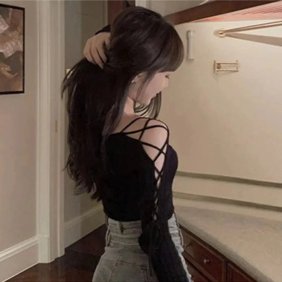 Y2k Spring Bandage O-neck Classic Top