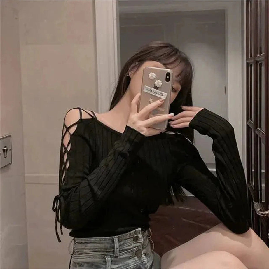 Y2k Spring Bandage O-neck Classic Top