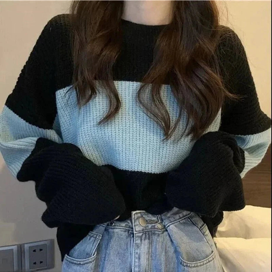 Y2k Spring Black Knit Cropped Sweater