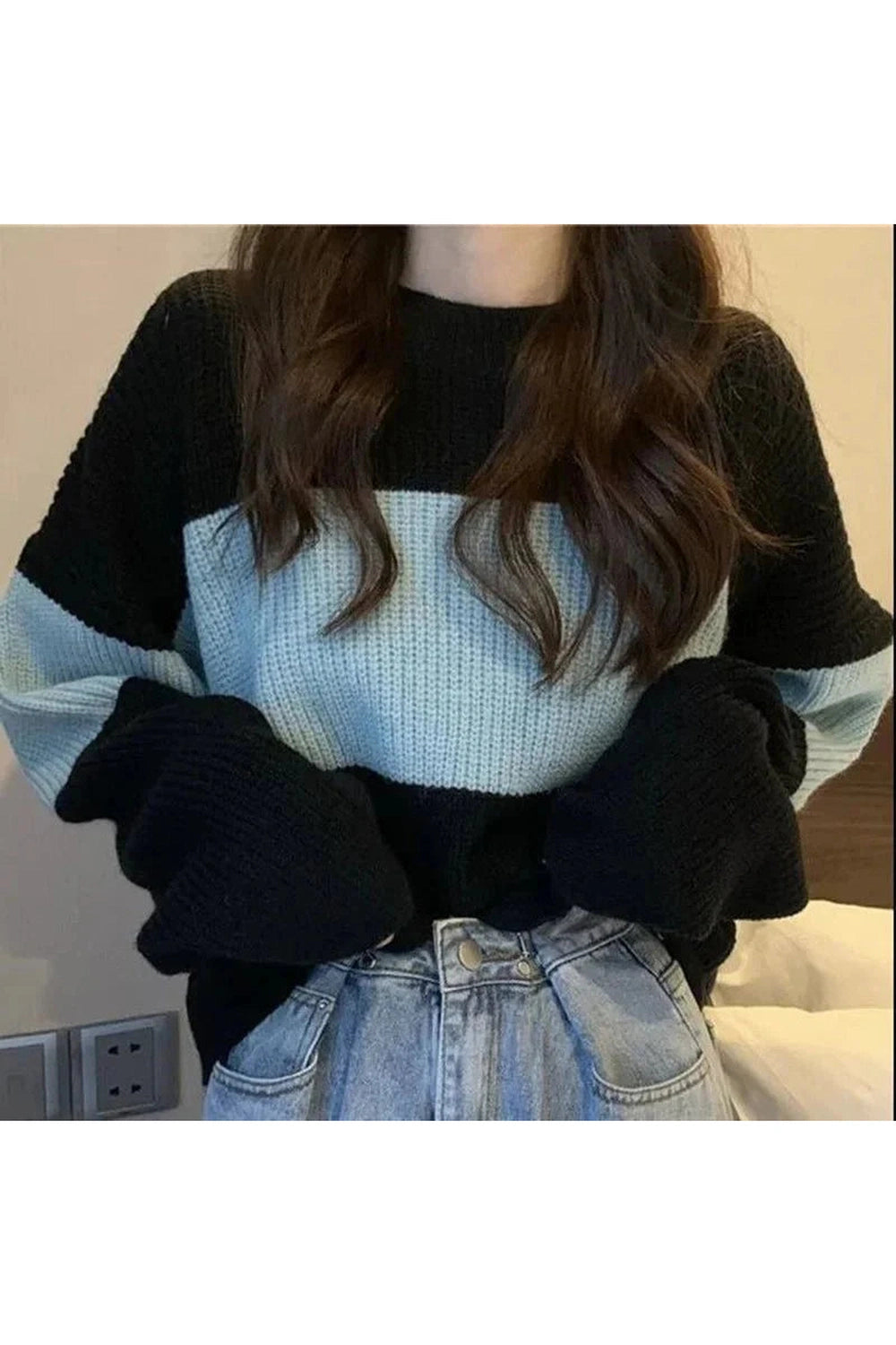 Y2k Spring Black Knit Cropped Sweater