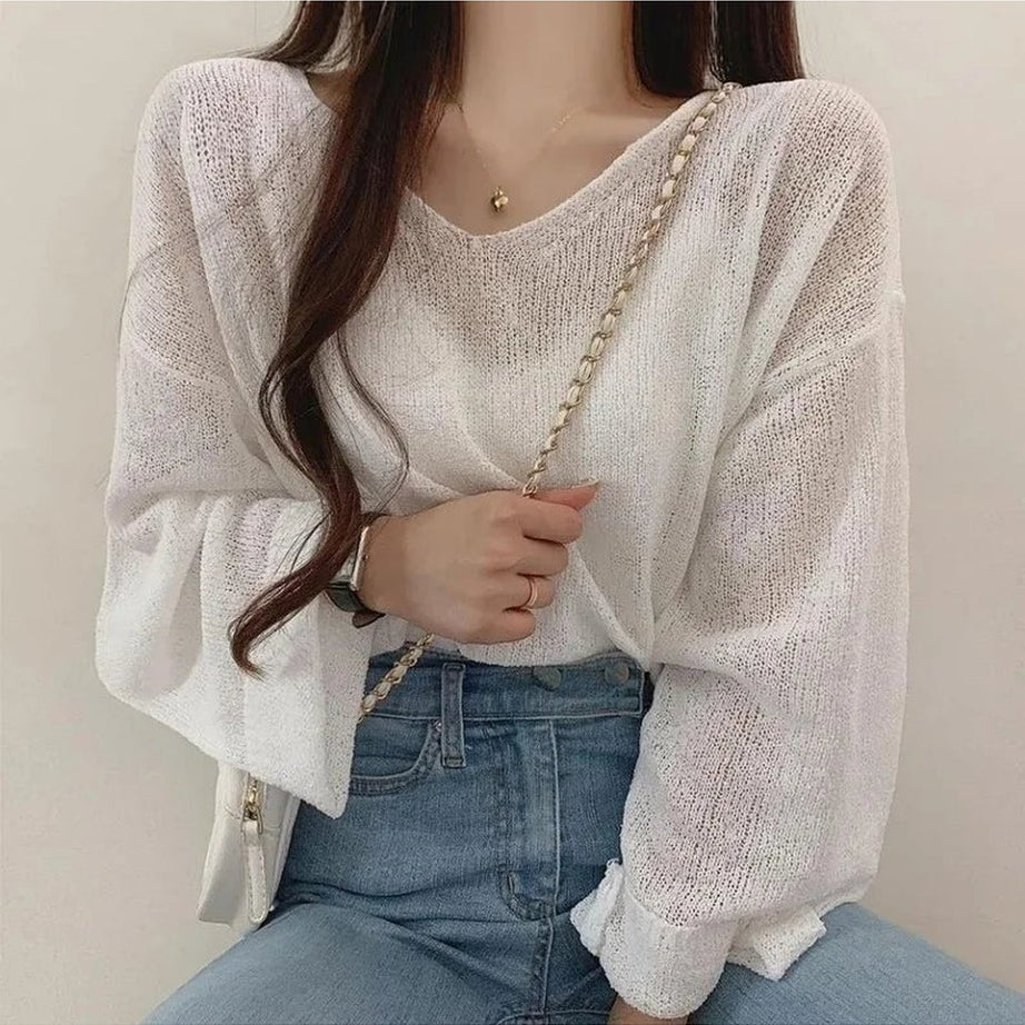 Y2k Spring Black Knit Cropped Sweater