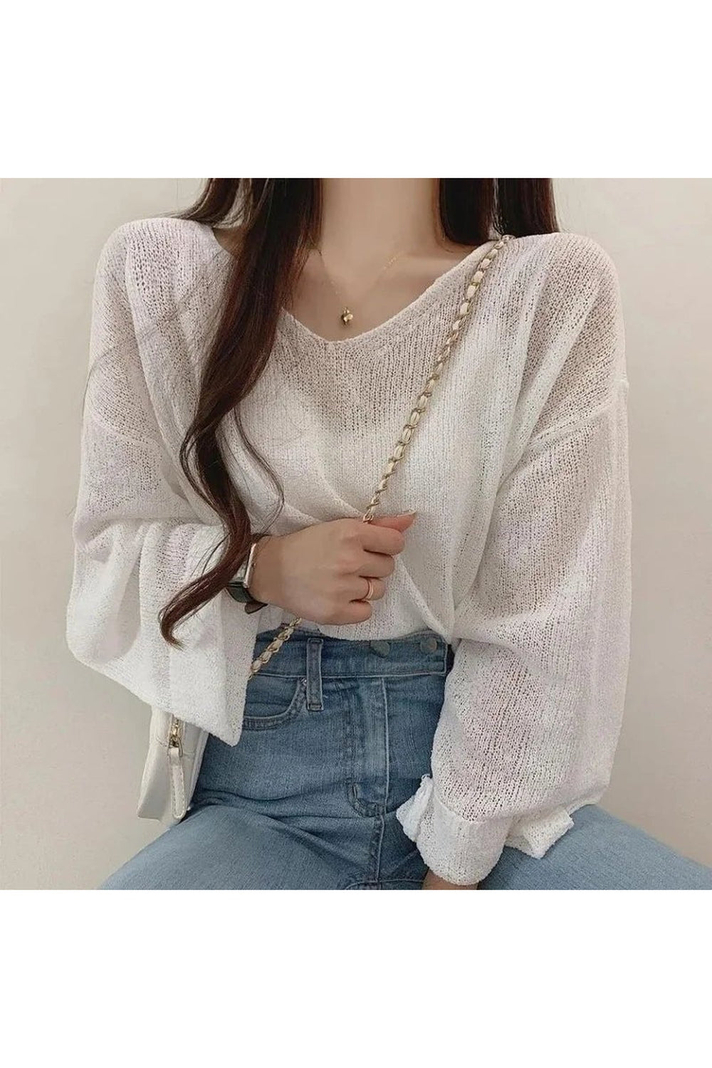 Y2k Spring Black Knit Cropped Sweater